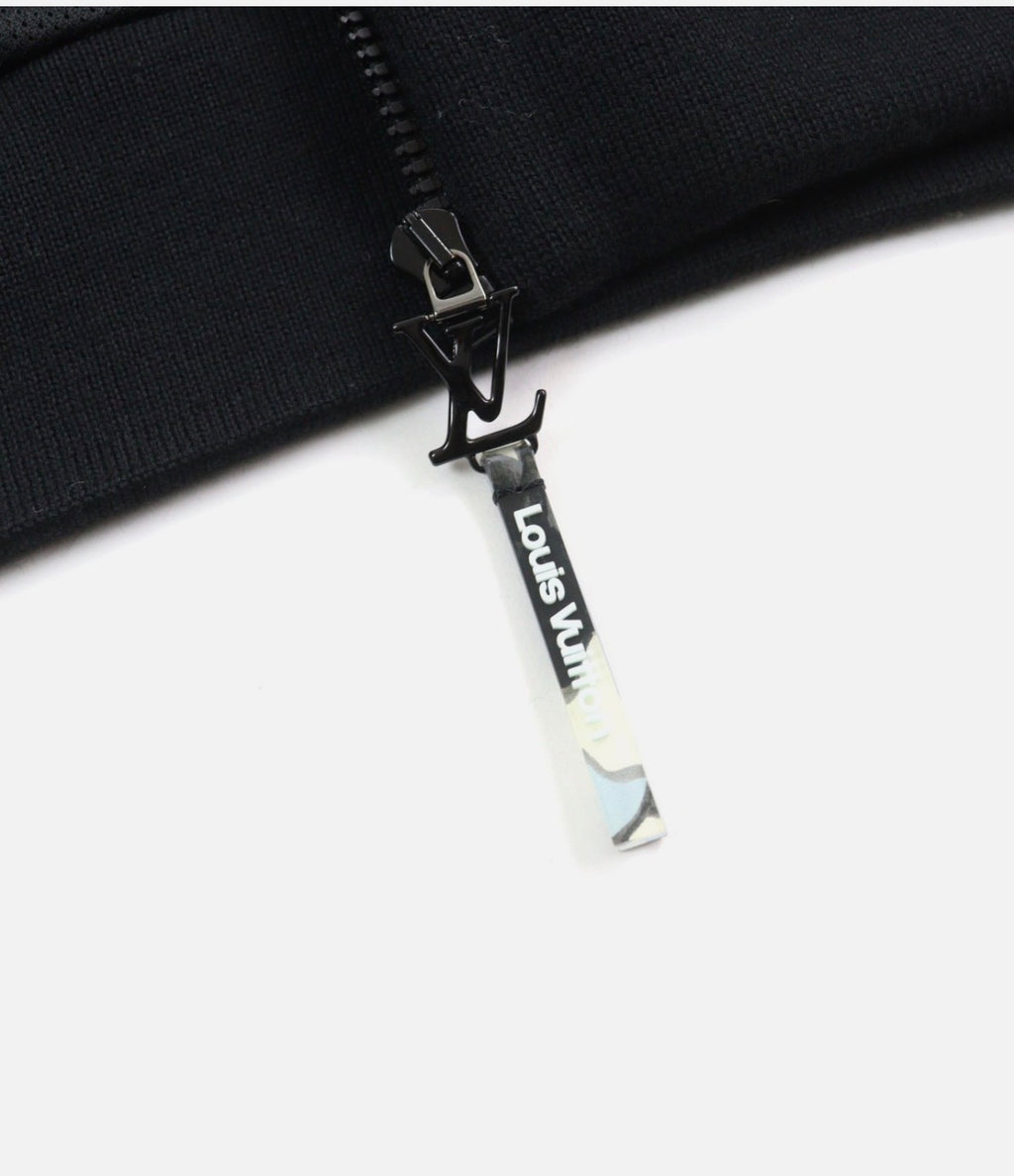 L.V Men’s Abstract Logo Bomber Jacket M Black/White/Blue