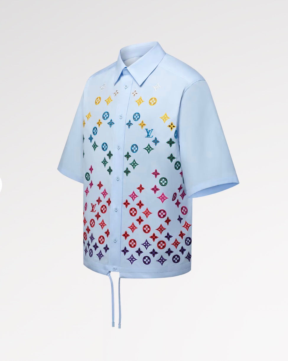 Monogram Flowers Embroidered Short-Sleeved Shirt