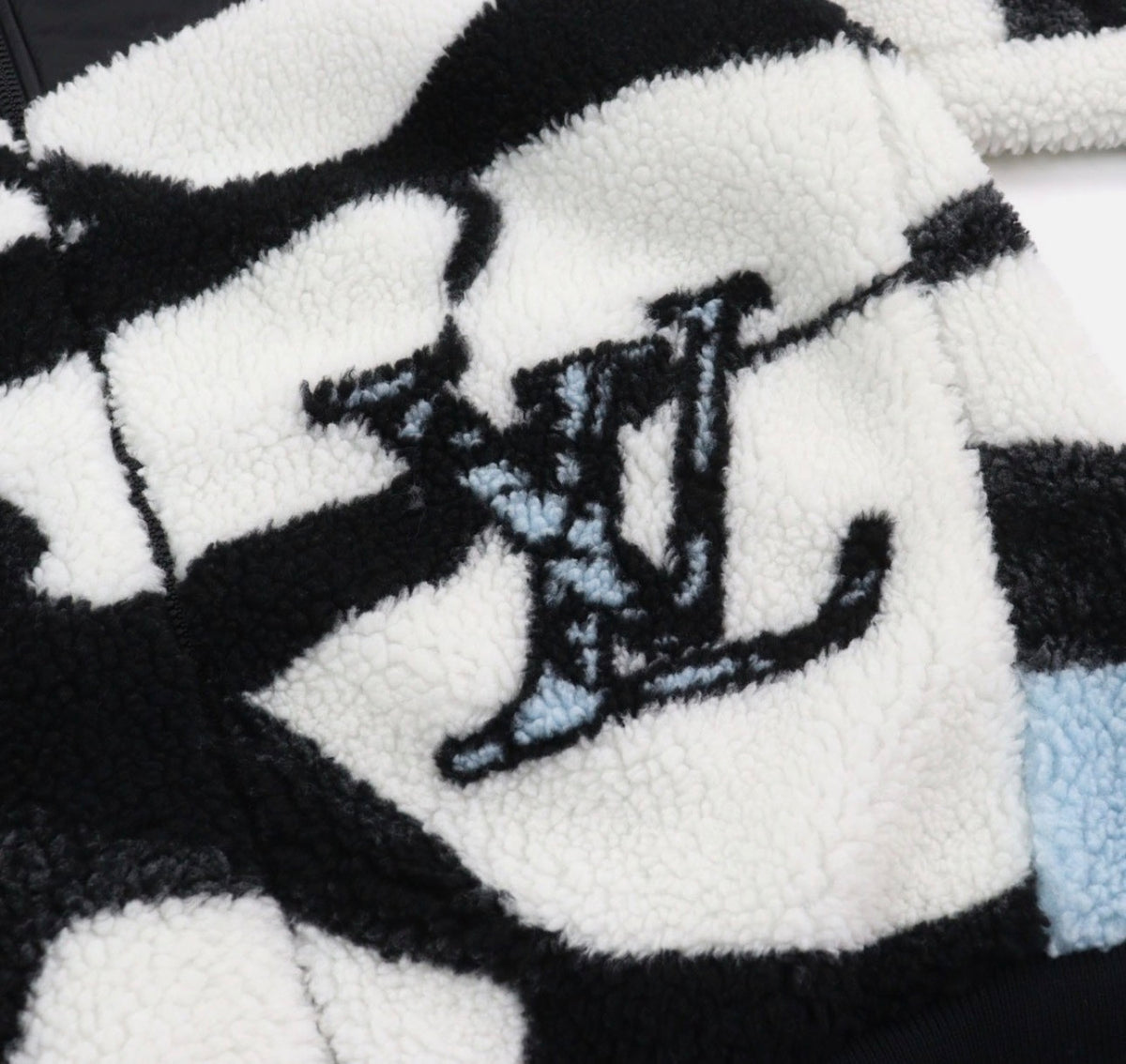 L.V Men’s Abstract Logo Bomber Jacket M Black/White/Blue