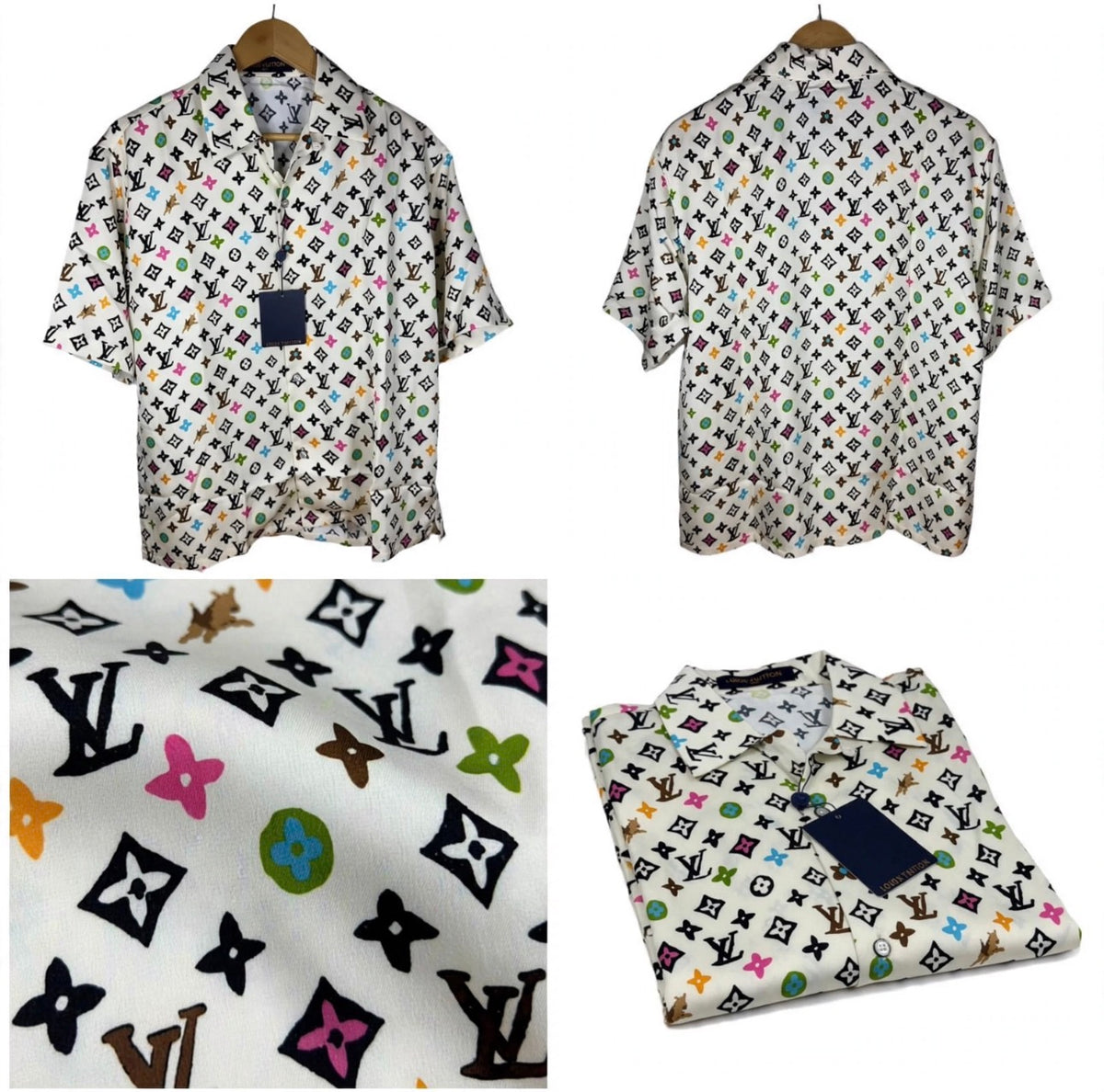 Louis Vuitton by Tyler, the Creator Monogram Printed Short-Sleeved Silk Shirt Multicolor