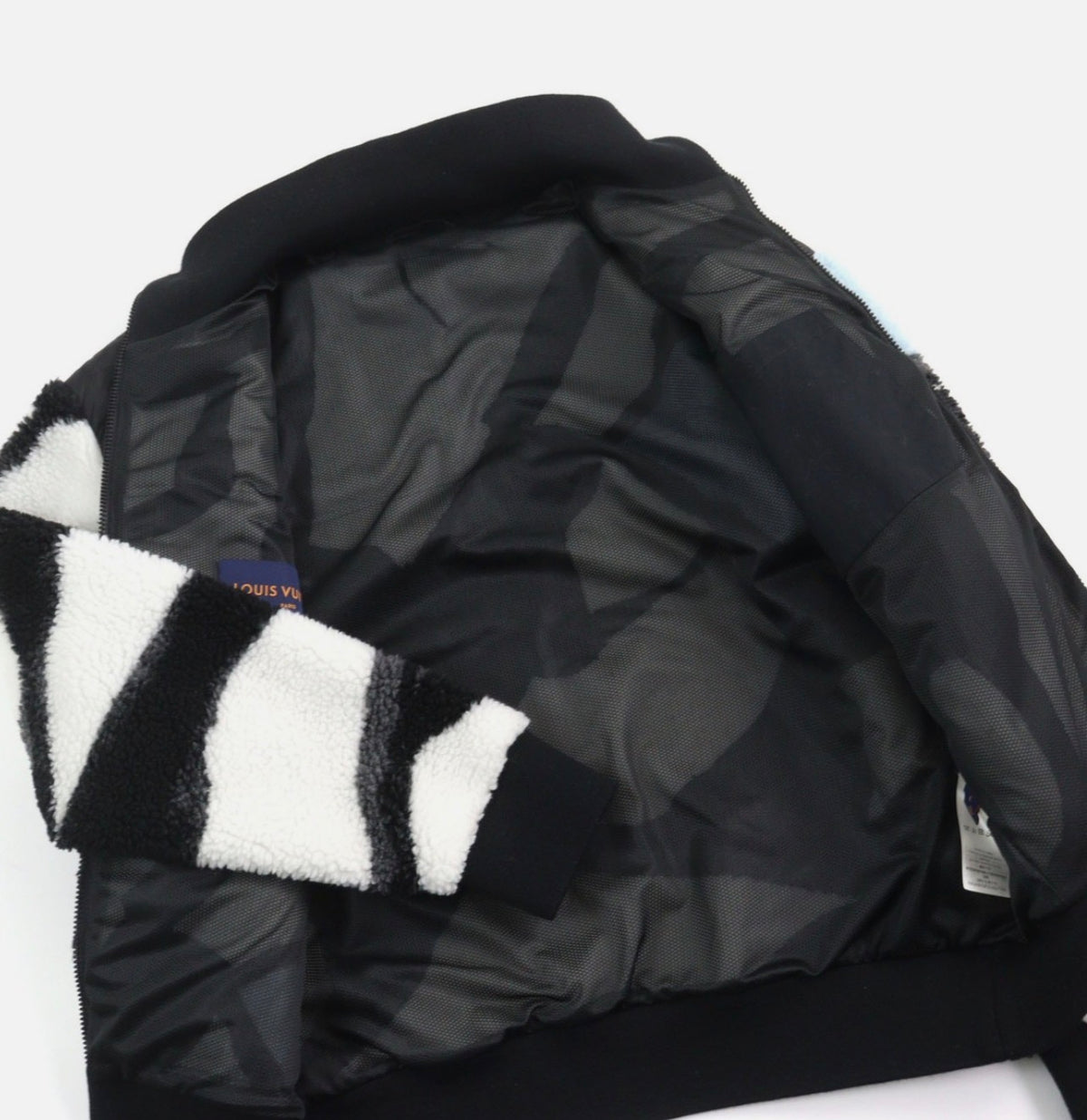 L.V Men’s Abstract Logo Bomber Jacket M Black/White/Blue