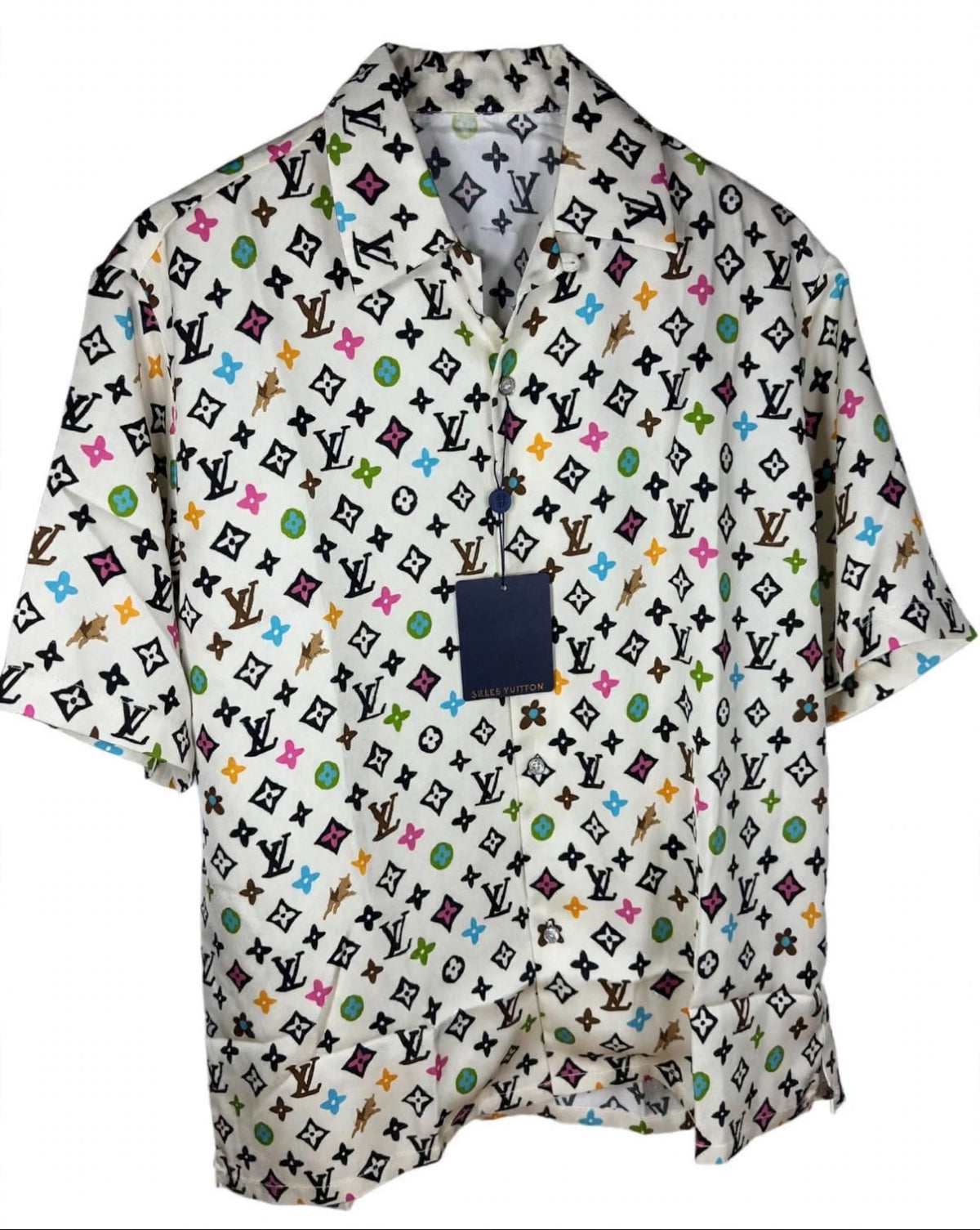 Louis Vuitton by Tyler, the Creator Monogram Printed Short-Sleeved Silk Shirt Multicolor