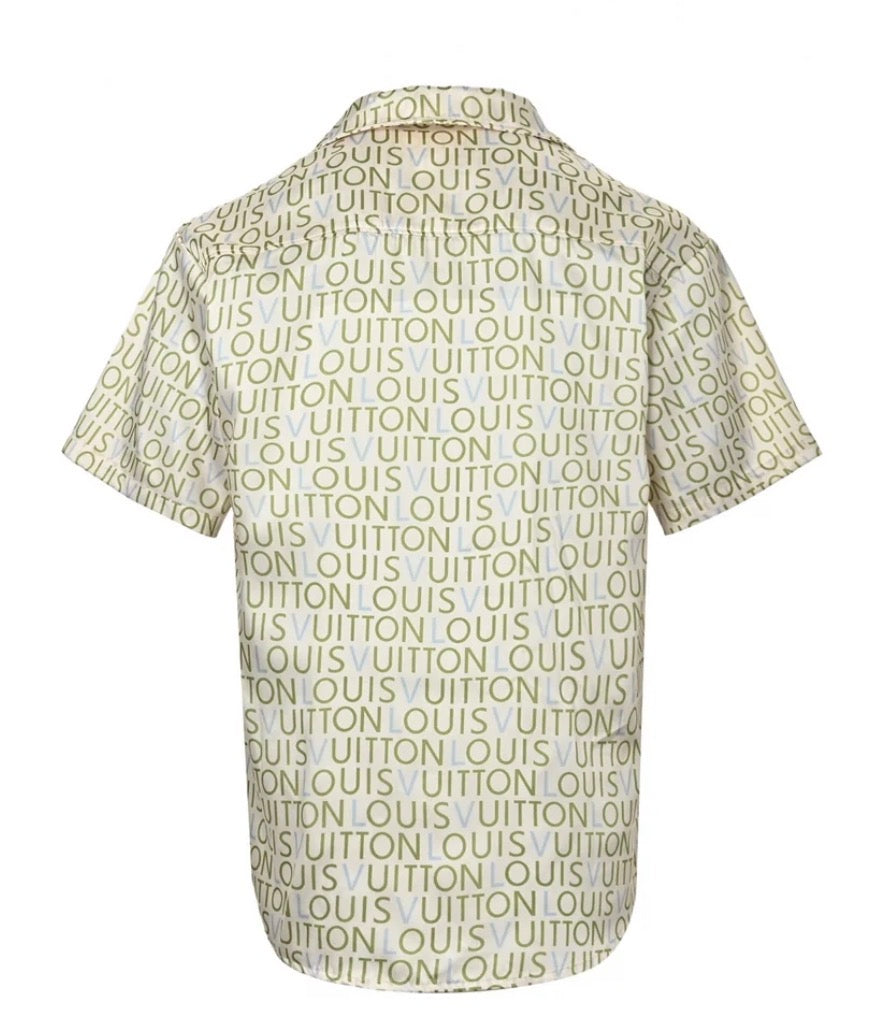 Short-Sleeved Printed Silk Shirt