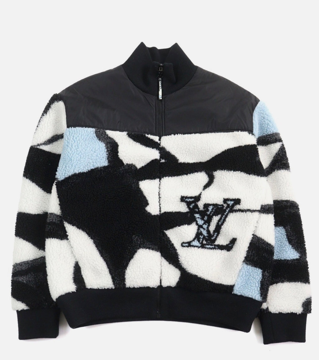 L.V Men’s Abstract Logo Bomber Jacket M Black/White/Blue