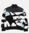 L.V Men’s Abstract Logo Bomber Jacket M Black/White/Blue