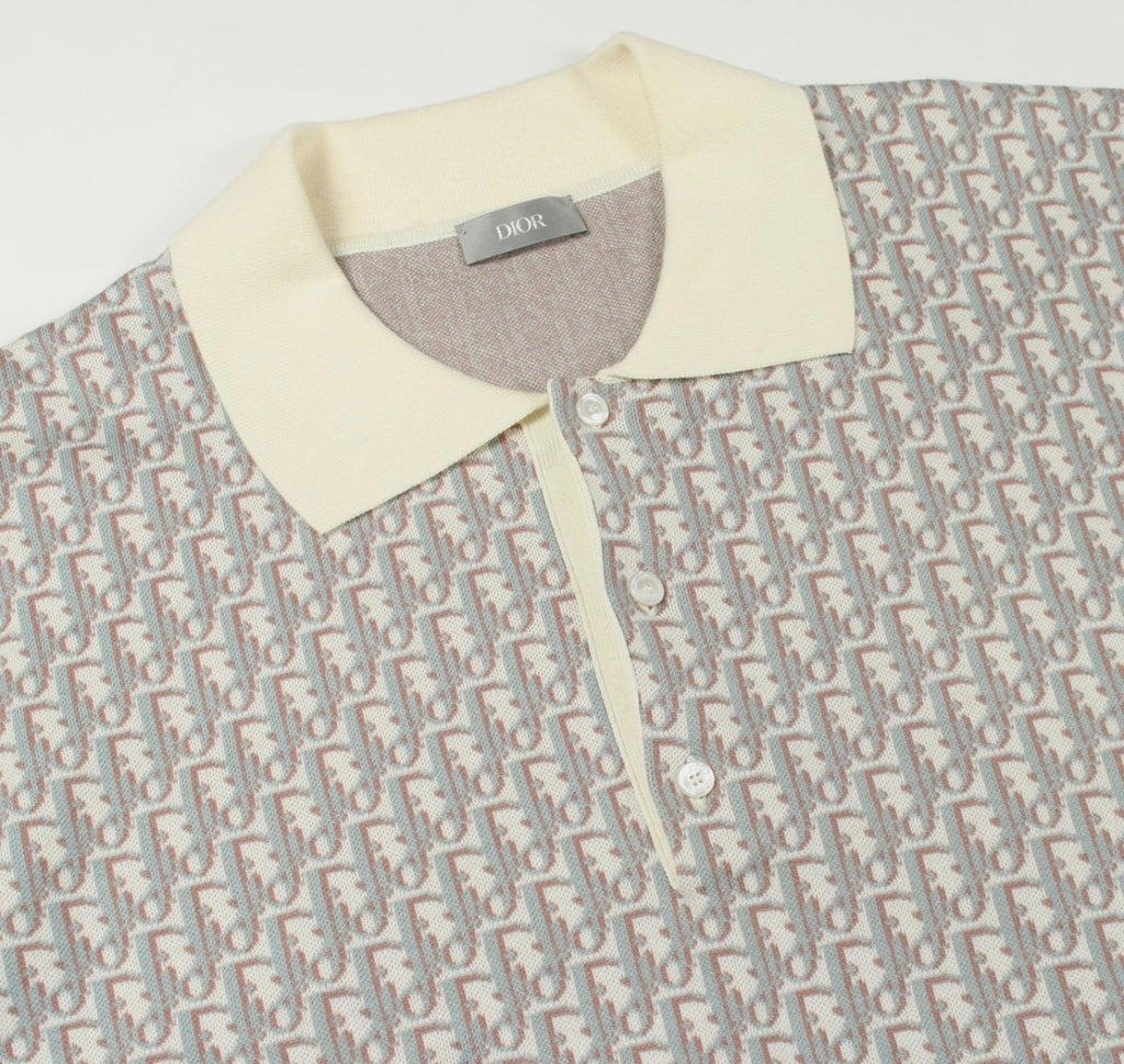 Dior Oblique Polo Shirt White Cotton Jacquard