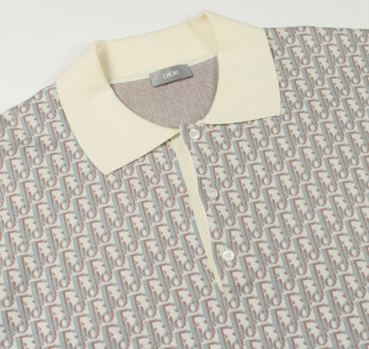 Dior Oblique Polo Shirt White Cotton Jacquard
