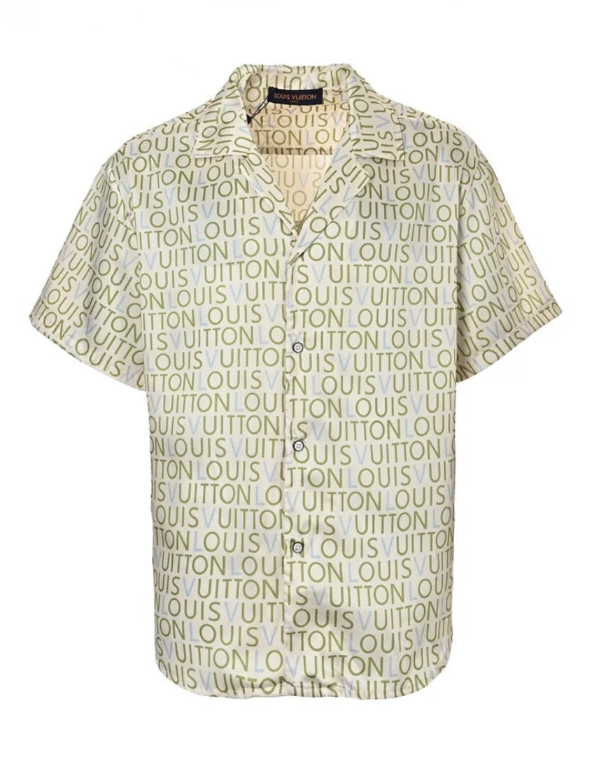 Short-Sleeved Printed Silk Shirt