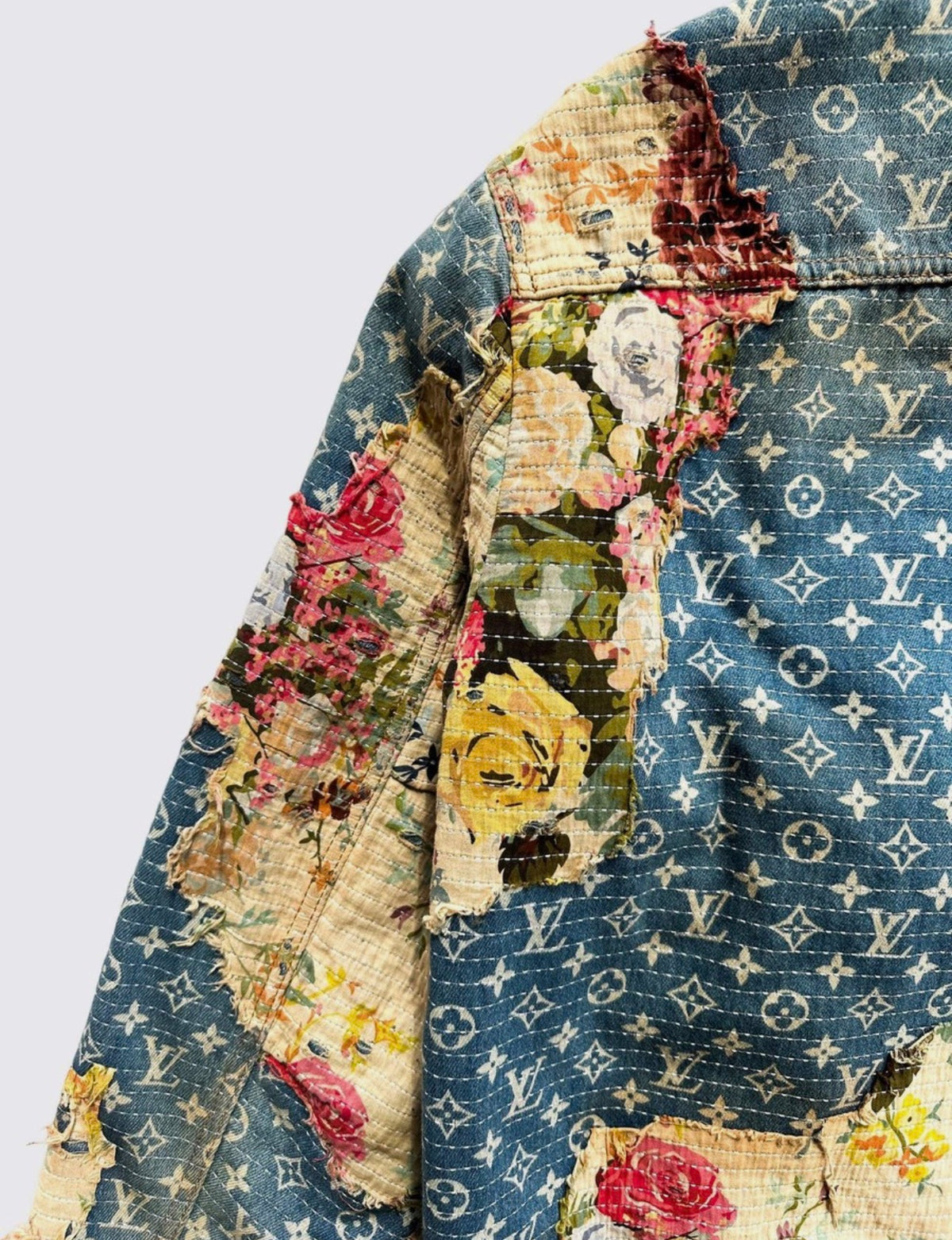 L.V x Virgin Abloh - Floral Monogram Padded Denim Jacket