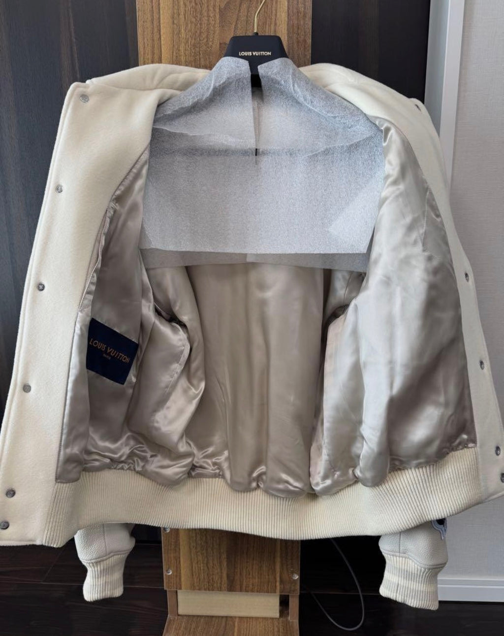 L.V 22AW Multi-patch Mixed Leather Varsity Jacket Blouson RM222 MJY SIZE 44