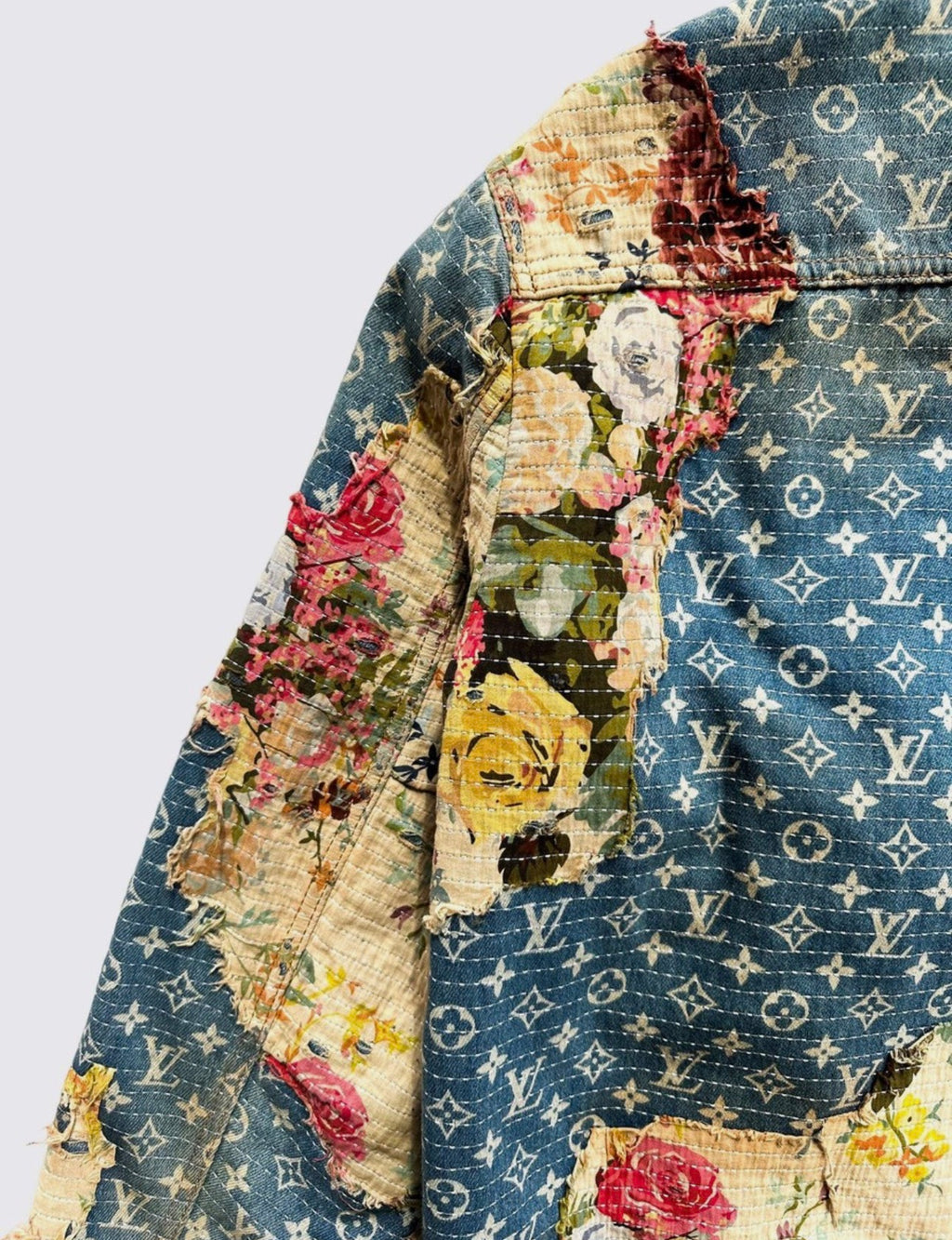 L.V x Virgin Abloh - Floral Monogram Padded Denim Jacket
